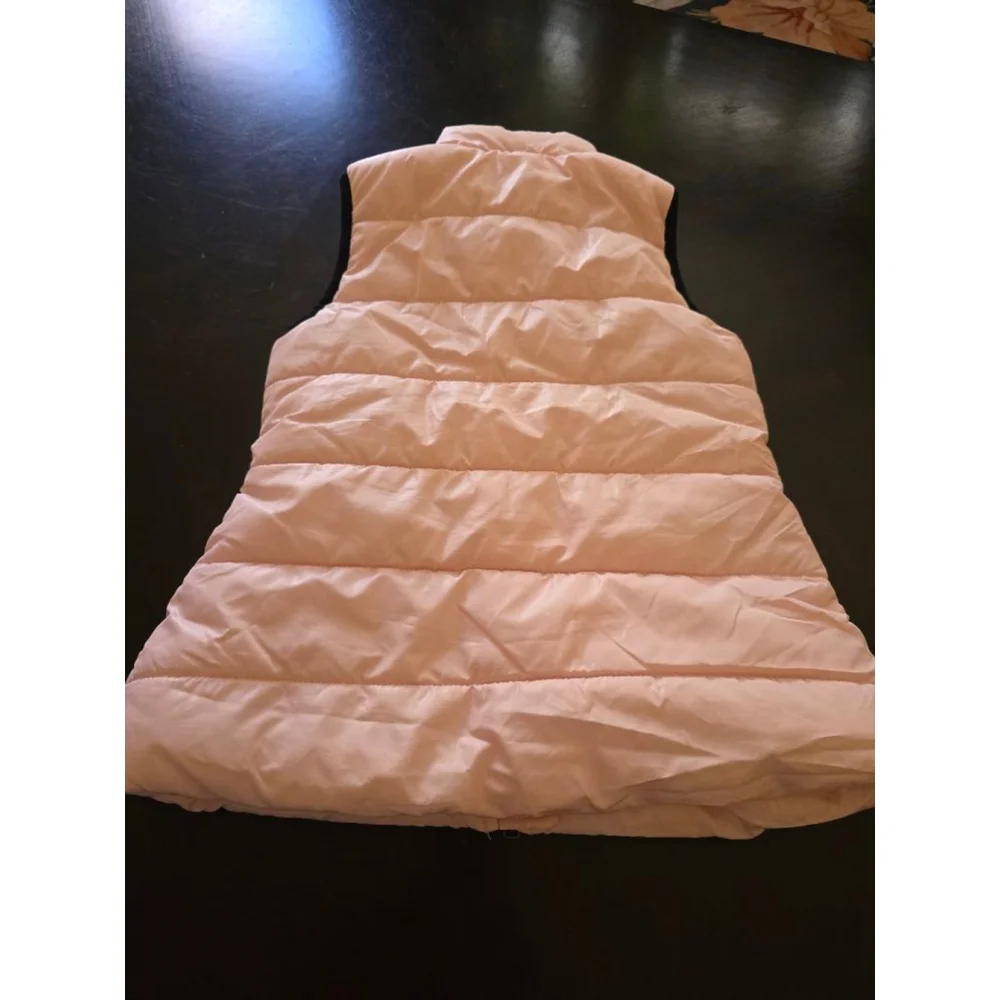 Girls Gorpcore Calvin Klein Jeans Pastel Pink Puffer Vest S6 with Black Trim